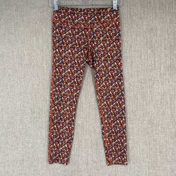 Outdoor Voices Leggings Womens S Pink‎ Capri Floral Print Workout Gym Running - Picture 1 of 11